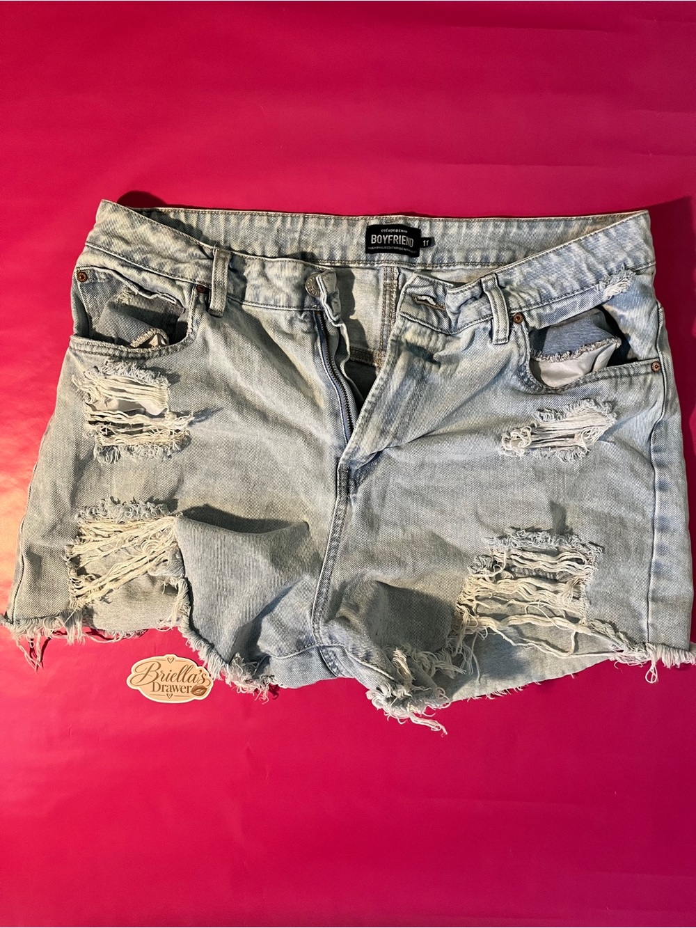 refuge Light Wash Distressed Boyfriend Jean Shorts